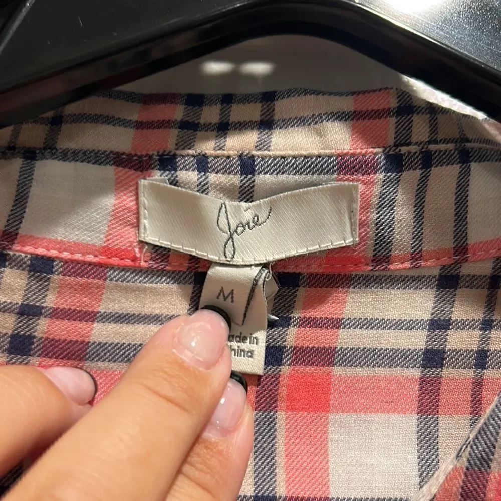 Joie Plaid Button Down Top, Size Medium - Picture 6 of 7